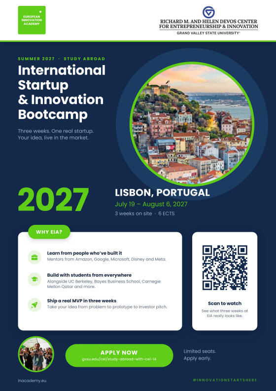 Flyer for the summer of 2027 EIA study abroad program to Lisbon